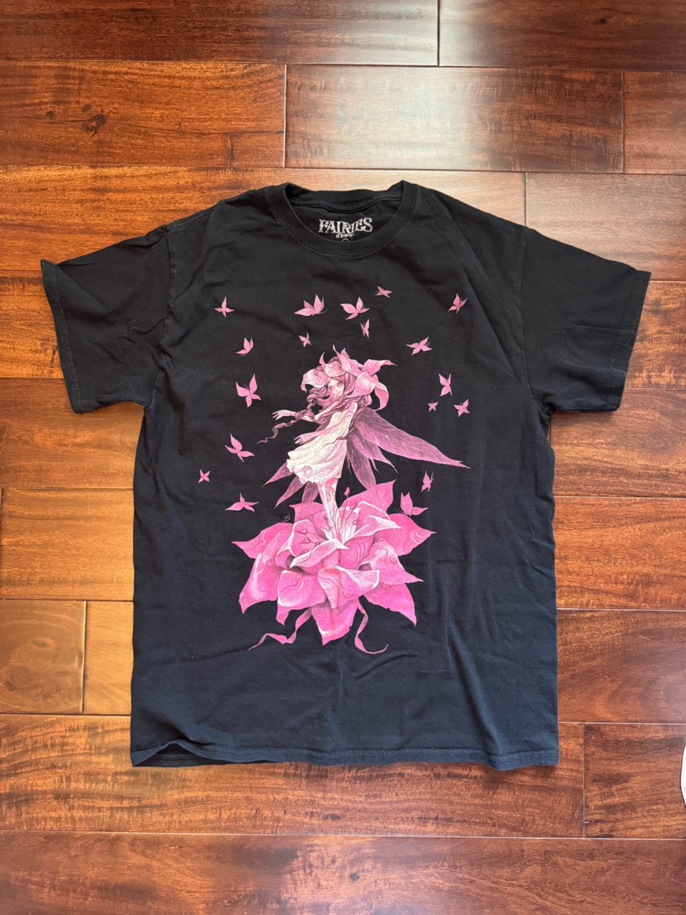 pink & black trick fairies short sleeve tee shirt - Size M
